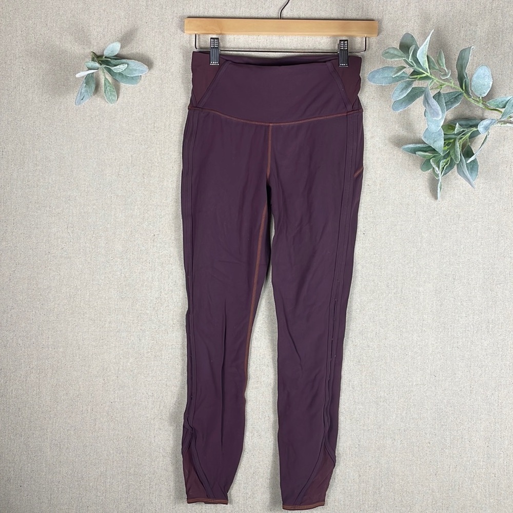 Athleta > Maroon Mesh Leggings Small